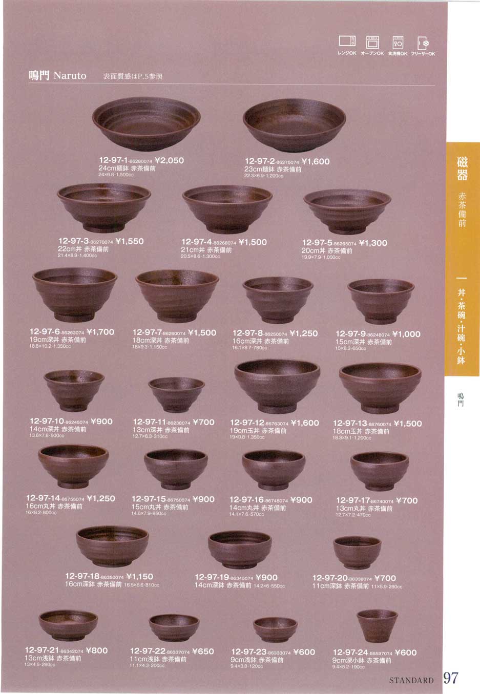 鳴門14cm深鉢 赤茶備前（商品番号12-97-19-86345074）