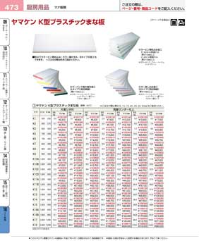 ヤマケン Ｋ型プラスチックまな板 Ｋ６ ７５０×４５０×１５ 両面
