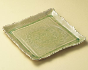萠黄10．0正角皿（信楽焼）（商品番号17610-666）